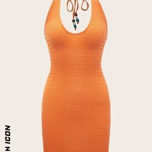 Orange Halter Neck Dress